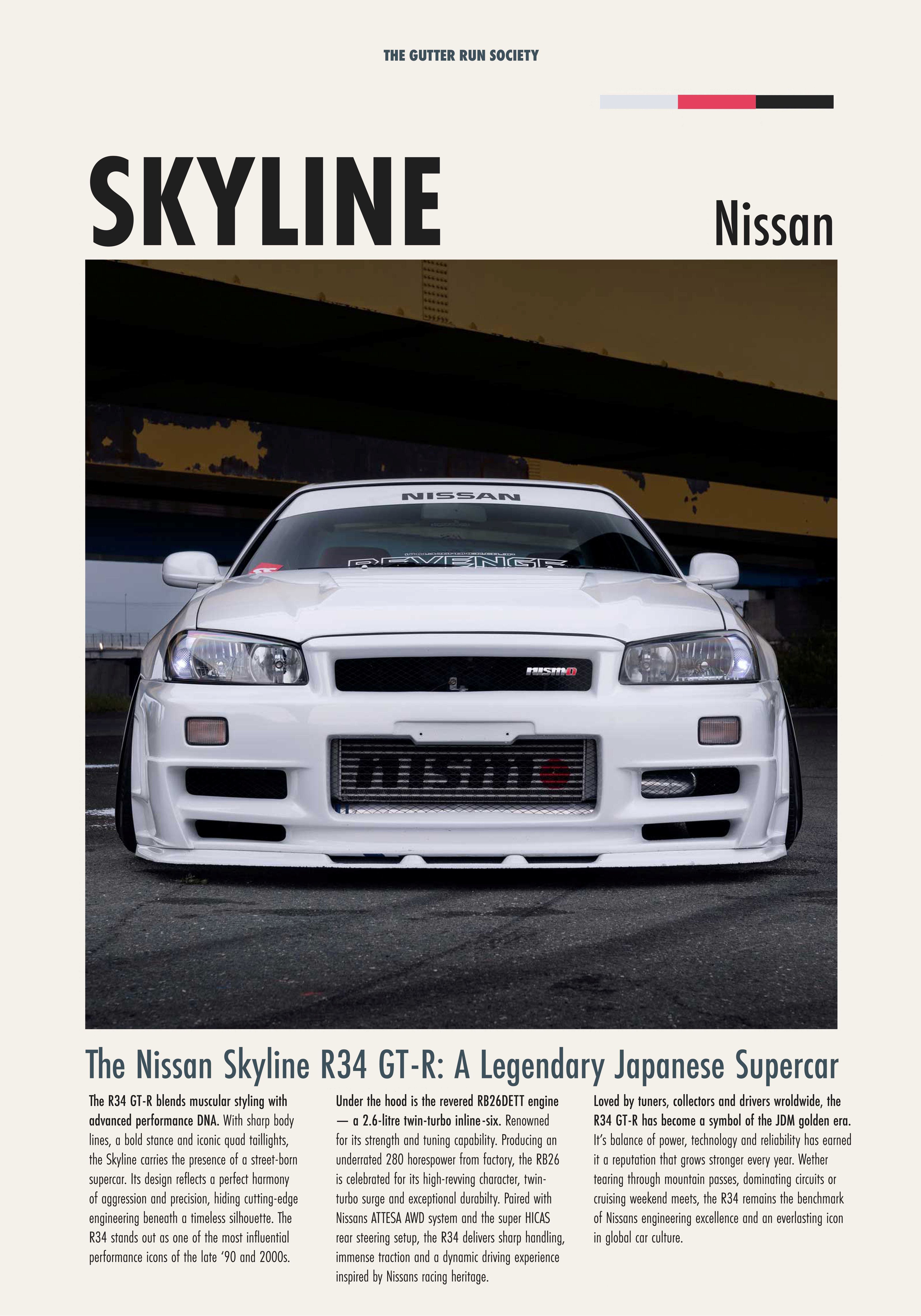 Nissan Skyline GT-R R34 Poster – The Gutter Run Society